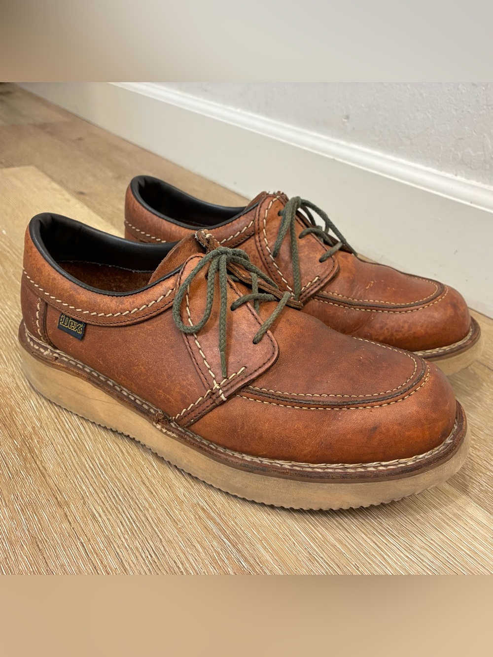 Vintage 70s Dex Brown Leather Vibram Sole Work Boots Shoes Men’s 10 M